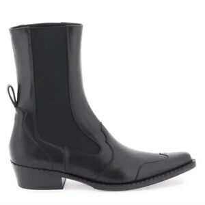 BY FAR Otis Chelsea Boots, Black Nappa Leather, New, Size 39
